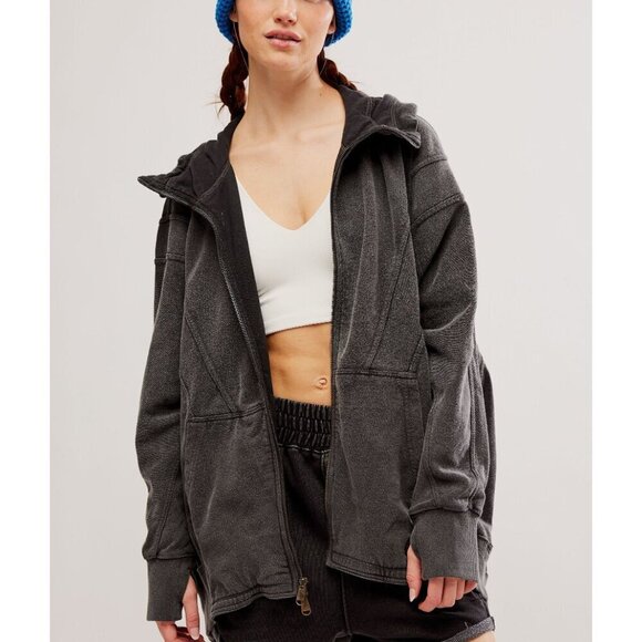 FP Movement by Free People Tops - Women's Charcoal Zip-Up Hoodie